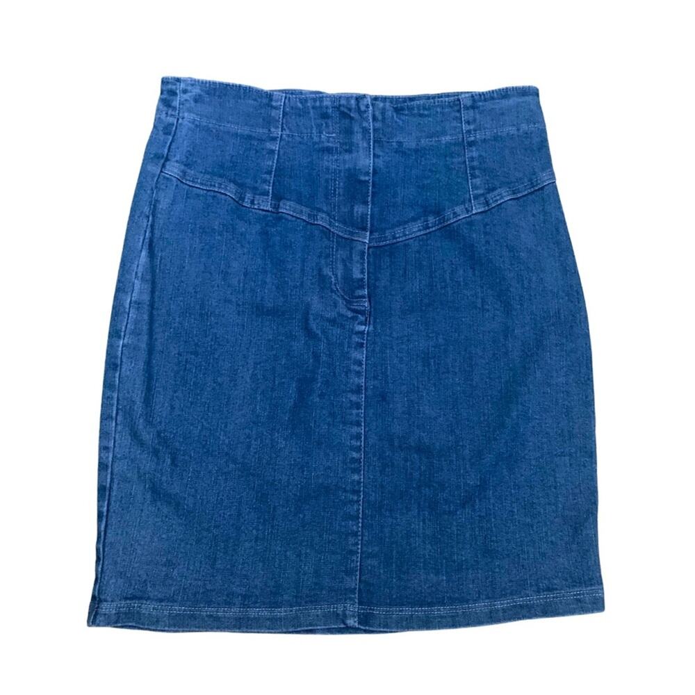 2/$30 Blue Denim Pencil Skirt Size Small Jean Short Mini Stretch Y2K High Waist - Picture 1 of 10
